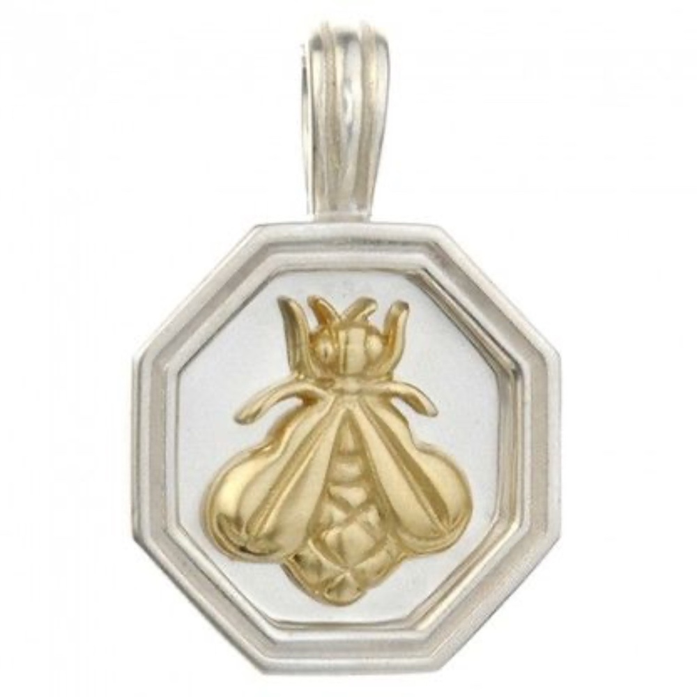Designer SLANE ~JUMBO 18K GOLD BEE 🐝 Enhancer Pendant Sterling Silver 18g RARE!